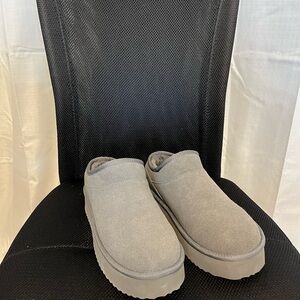 Gray Suede Slip-On Shoes